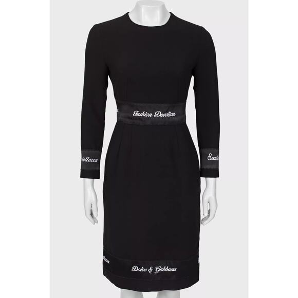 Dolce & Gabbana Dresses & Skirts - Dolce & Gabbana Black Wool Embroidered Midi Dress Sz36/XXS